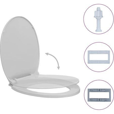 Siège de toilette à fermeture en douceur Gris clair Ovale CFW77937 (1/5)