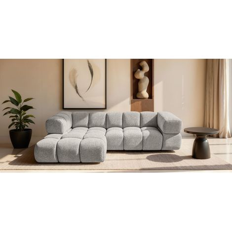 Ecksofa Designersofa BLANCHE in Stoff Puente Beige Ottomane Links