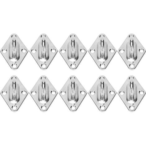 10 Stück Ösenplatten aus Edelstahl 316, robuste Aufhängungspolster, Hängemattenhaken, Marine-Festschnalle, Durchmesser 8 mm (1/5)