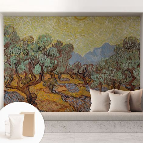 Tapete Vliestapete mit Kleber für Wohnzimmer Schlafzimmer Küche - Wanddekoration  Olivenbäume 208x146 cm (1/5)