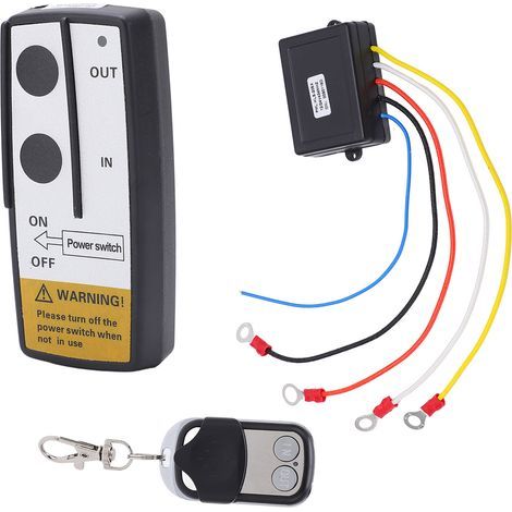 SUNXURY Kabellose Seilwinden-Fernbedienung, DC12V/24V-Fernbedienungsempfänger-Set mit Schlüssel, für Garagentor, Boot (1/5)