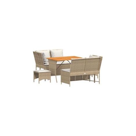 Salon de jardin avec coussins 5 pcs beige résine tressée (1/5)