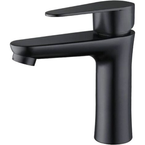 Robinet Salle de Bain Noir Mat - Élégant Mitigeur Lavabo pour Eau Froide/Chaude, Lave Main (1/5)