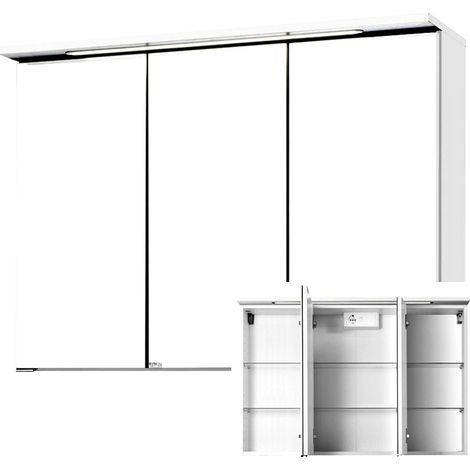 Spiegelschrank 10cm mit Beleuchtung PADUA-03 / FLORIDO-03 weiß, B x H x T: 100 x 66 x 20cm (1/5)