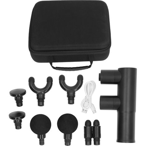 Wiederaufladbares USB-Muskelmassagegerät mit 2 Aufsätzen, 4 Geschwindigkeitsstufen und 2500-mAh-Akku für Faszienmassage und Entspannung zu Hause (1/5)
