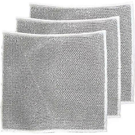 Lot de 3 torchons antiadhésifs double couche en fil d'acier de 20 cm pour le nettoyage de la cuisine, édition 0724 (1/5)