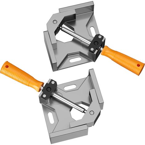 Morsetto angolare a 90 gradi, 2 pezzi, utensile da carpentiere, morsa in lega di alluminio, morsetto angolare con ganascia girevole regolabile, giunto in legno con maniglia, morsetto per saldatura (1/5)