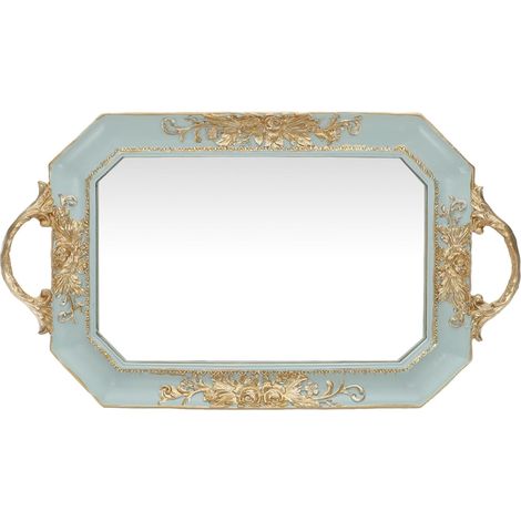 Plateau à Bijoux en Résine Verte Rétro Miroir Vintage Plateau Multifonction pour Accessoires de Photographie et Coiffeuse Rangement Décoratif Élégant pour Maison Décoratif (1/5)