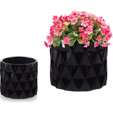Coperchio in ceramica per vaso, nero, rotondo, 13x12,5 cm, cilindrico (1/2)