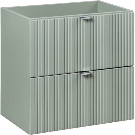 Möbel unter Waschbecken ELVINA – 60 cm – 2 Schubladen – Pastell Salbeigrün – Hängendes Möbel