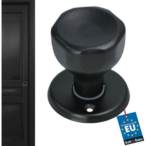 Bouton de Porte Tournant Noir Quincaillerie de Porte Poignée Acier Laqué 1 pièce Partie Supérieure Durable (1/5)