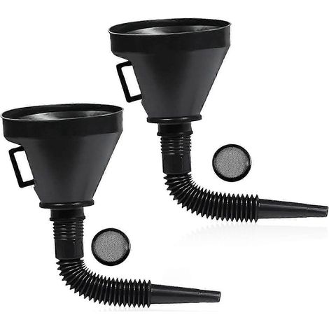 Lot de 2 grands entonnoirs à carburant avec filtre, entonnoir diesel pour essence, entonnoir à large ouverture en plastique pour voiture (1/5)