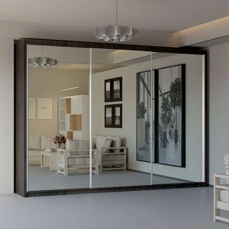 Chicago 250cm Sliding Door Wardrobe with Full-Length Mirrors & 5 Stylish Finishes - Wenge 250cm (1/2)