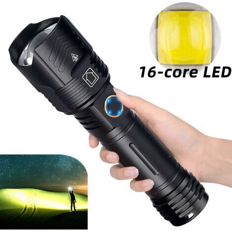 Luz de antorcha, linterna LED P160 Carga USB-C Pantalla de batería de alta potencia Linterna de enfoque telescópico (1/5)