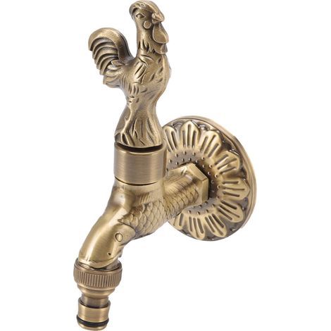 Robinet en cuivre sculpt Forme de Carpe rtro G1/2in Robinet en cuivre Vintage Robinet de Salle de Bain en Acier Inoxydable rsistant la Corrosion Le Coq (1/5)