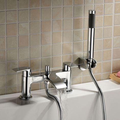 Bathroom Waterfall Chrome Mixer Tap Bathroom Taps with Hand Held Vago (1/5)