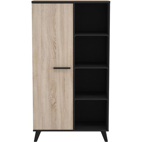 Vaisselier/argentier contemporain chêne brossé/noir mat James (1/3)