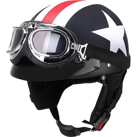 Casque Moto Jet avec Visière et Lunettes Foulard Motard Scooter Touring (1/5)