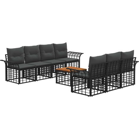 Conjunto de sofás de exterior 8 uds. Negro y Gris oscuro vidaXL (1/5)