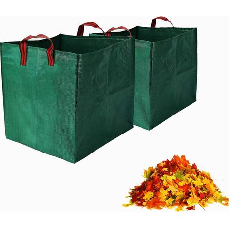 2 wiederverwendbare, quadratische Gartenmüllsäcke (270 l) mit Griffen, faltbare Laubsäcke, 65 x 65 x 65 cm (1/5)