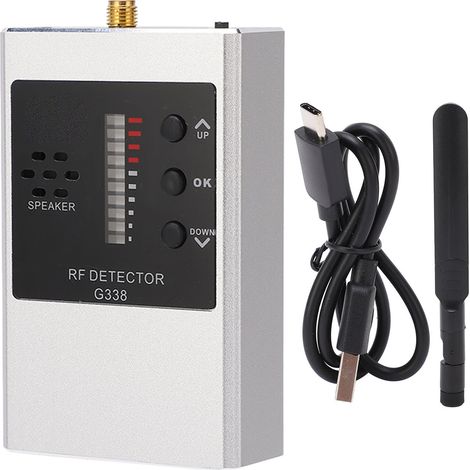 Détecteur RF G338 Argent – Localisateur de caméras WiFi, micros espions et signaux GPS sans fil (1/5)
