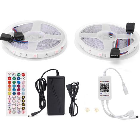 Bandeau LED 5050SMD 12V RGB Bluetooth, lampe décorative pour maison, voiture, fête, 100-240V US. (1/5)