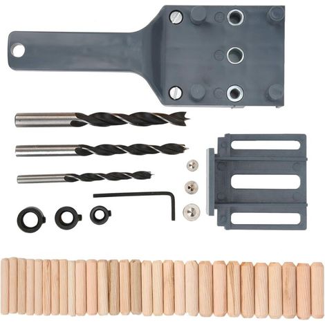 Guide Perceuse Trous Goujon Bois, Gabarit Tourillon Perçage Cheville Butée Parallèle Goujonnage Taille Réglable Antidérapant Travail Outil Manuel Utilisatio ABS Poche Clip Droit 6,8,10MM (1/5)
