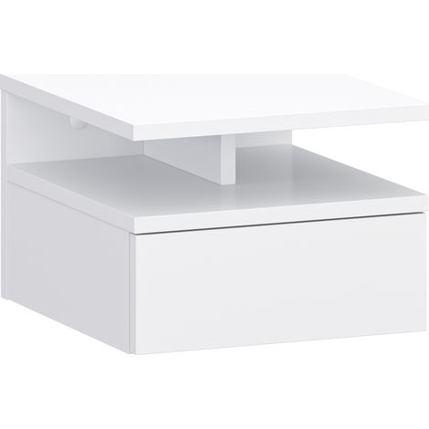 Comodino bianco da parete con cassetto 32x35x23 cm (1/5)