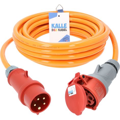 Kalle Verlängerungskabel CEE 400V 32A 4,0mm² Phasenwender Extreme Signal Orange IP44 20 Meter