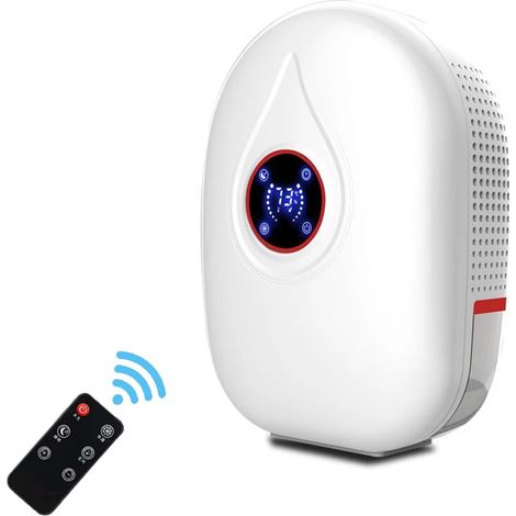 (Rouge) Déshumidificateur électrique avec télécommande et réservoir d'eau de 500 ml, convient à la maison et au bureau. (1/5)