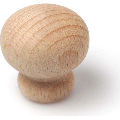Pomo en madera con acabado haya crudo, dimensiones: 30x30x32mm, Ø: 30mm -