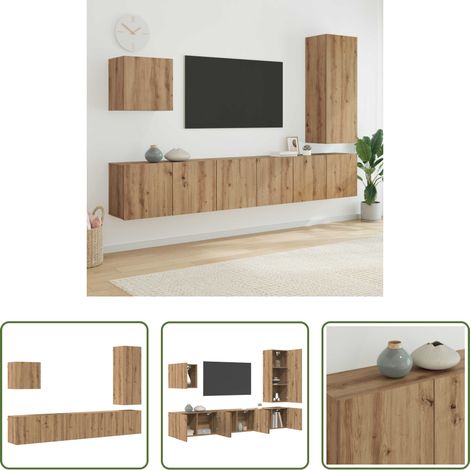 Wandmontage - TV-Wandmöbel Wandmontiert 5 pcs Artisan-Eiche Holzwerkstoff (1/5)
