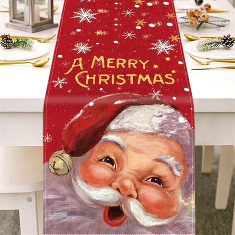 140 x 40cm, Chemin de Table en Lin de Noël Rouge, Noël Table de Fête Dîner Décoration, Nappe Rectangulaire de Chemins de Noël pour Décorations de Table (1/5)