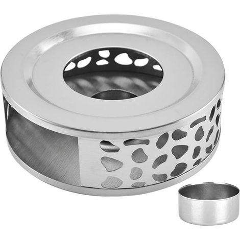 Chauffe-théière en acier inoxydable avec support pour bougie chauffe-plat, chauffe-théière, chauffe-théière, chauffe-café argenté pour théière et cafetière (1/4)