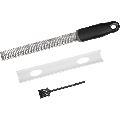 Râpe à main multifonctionnelle en acier inoxydable de couleur Noire - Râpe à fromage, zesteur, râpe à agrumes pour la cuisine, l'affinage et la décoration. (1/5)