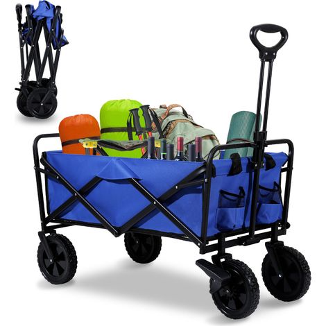 SWANEW Carrello a mano telone rimovibile fino a 100 kg carrello a mano carrello da giardino carrello da giardino carrello da trasporto carrello Bleu (1/5)