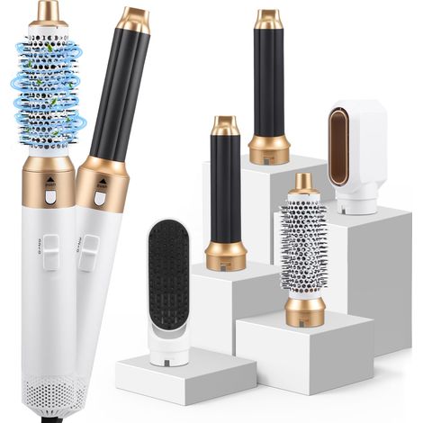 Air Brush 5 en 1, Shark Flex Style Hair 1000W Seche Cheveux Brosse Soufflante Coiffante Airflow Fer a Boucler Auto Boucleur a Air Thermal Brush Ensemble Airbrush Coiffure Cadeau Femmes Sécher Lisser