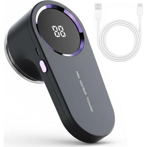 Épilateur électrique sans fil, 9 000 tr/min, rechargeable, écran LCD, convient pour les vêtements, pulls et canapés - gris (1/5)