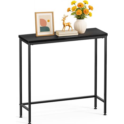 VOUNOT® Schmaler Konsolentisch Flurtisch aus Metall und MDF, Industrie-design 75×24×75 cm, Schwarz