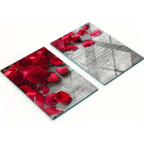 Taglieri decorativi in vetro temperato con rose rosse, 2x40x52 cm (1/5)