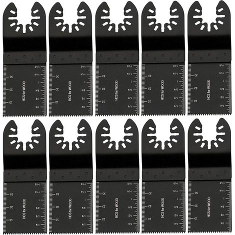 Lames oscillantes multi-usages Ulisem 34 mm, outils multifonctions en acier carbone pour le sciage, la découpe, le grattage, le façonnage, le polissage et l\'élimination des joints (10 pièces) (1/4)