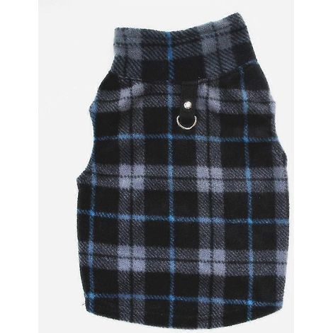 Warme Fleece-Hundebekleidung für Herbst und Winter, verdickte Weste, Mantel, für kleine und mittlere Hunde, T-Shirt-Kostüm, karierte Jacke mit Zugring, Größe 5 (1/5)