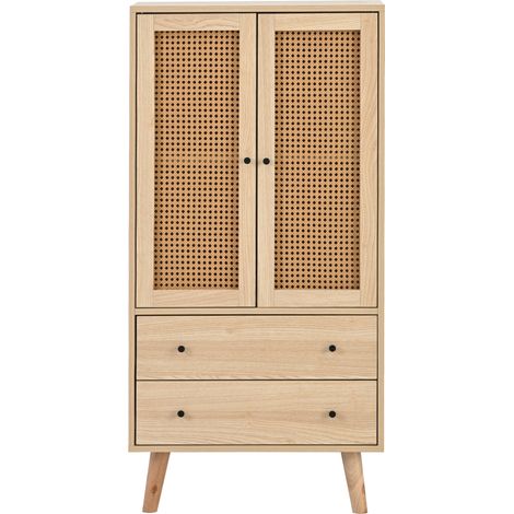 Wohnzimmerschrank 60 cm mit 2 Türen und 2 Schubladen in Eichenoptik (1/5)
