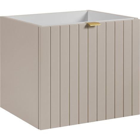 Meuble sous-vasque suspendu HARMO 50 cm Façade rainuré cachemire semi-mat (1/5)