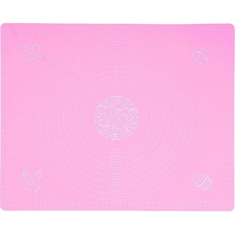 Lot de 1 tapis de pâtisserie en silicone épais rose 40x50cm avec balances pour étaler la pâte (1/5)