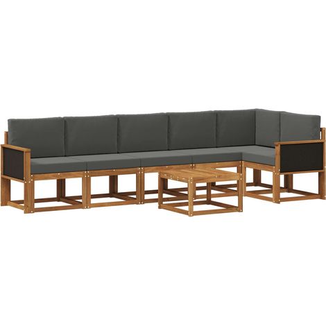 Conjunto de sofás de exterior 7 uds. Natural y Antracita vidaXL (1/5)