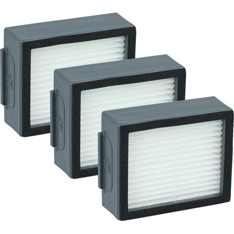 vhbw 3x filtro compatibile con iRobot Roomba i7 Plus, i7, i7+, E6, E5, E7 aspirapolvere - filtro HEPA bianco / grigio