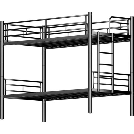 Letto a castello in metallo nero 90x190 cm trasformabile in 2 letti singoli con rete inclusa (1/5)