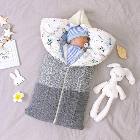 Gigoteuse d'hiver 0-12 mois bébé sac de couchage tricot coton unisexe filles garçon fermeture éclair sac de couchage enfant en bas âge (1/2)