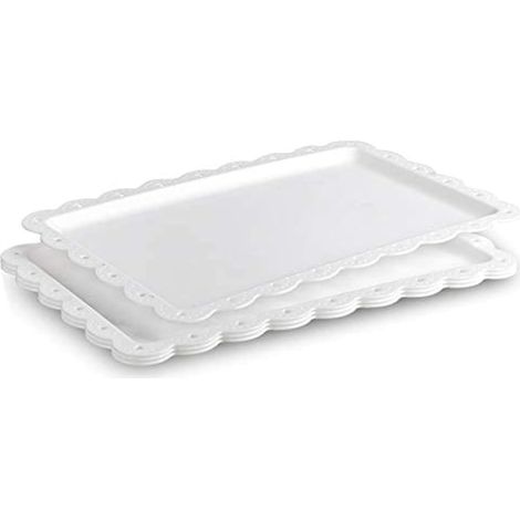 Lot de 4 Plateaux de service en plastique, résistants à la chaleur, légers et incassables pour restaurant et fête (1/5)